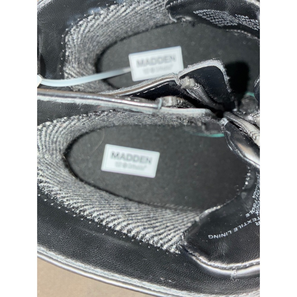 Madden NYC Combat Boots Mens 11.5 Black Side Zip Lace Up Lug Sole Ortholite New - Picture 6 of 10
